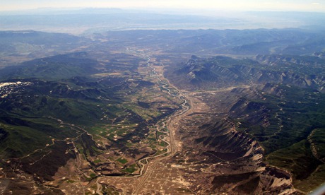 Aerial of Fracking Drill Shale Sites in Colorado